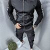 Compleu pentru barbati in combinatie cu fas si gluga-negru cod 8087