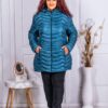 Geaca maxi pentru dama de lungime medie-petrol cod 2318-2