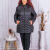 Geaca maxi pentru dama de lungime medie-negru cod 2318
