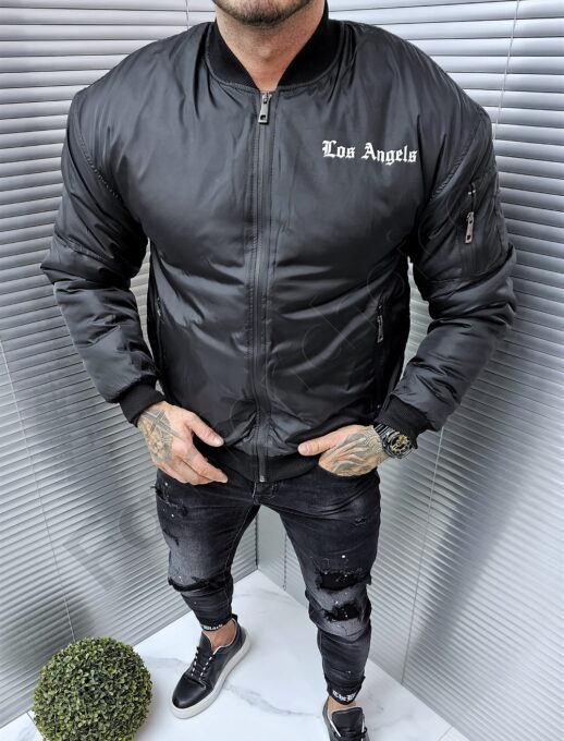 Geaca bomber groasa pentru barbati cu inscris Los Angels cod 2355