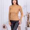 Bluza de dama tricotata cu guler inalt-camel cod 109-9