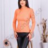 Bluza de dama tricotata cu guler inalt-orange cod 109-1