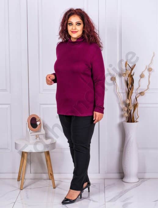 Bluza maxi cu guler inalt-marsala cod 1002-3