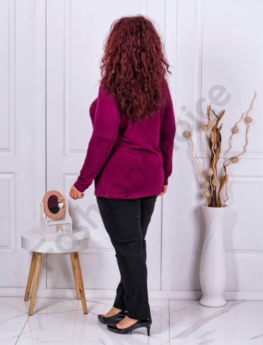 Bluza maxi cu guler inalt-marsala cod 1002-3