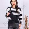Bluza din tricotaj cu imprimeu dungi-negru/alb cod 98131-1