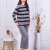 Compleu tricotat cu imprimeu dungi-gri cod 83739-1