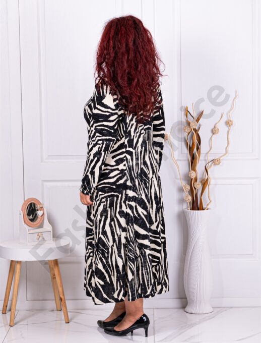 Rochie maxi din angora cu figuri abstracte-negru cod 236085А-1