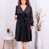 Rochie maxi din plus si maneci din dantela-negru cod 3125