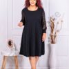 Rochie maxi cu maneci din tull si paiete-negru cod 21580