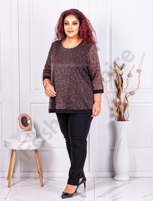 Bluza maxi cu efect stralucitoare si lame multicolor cod 1150-1