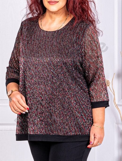 Bluza maxi cu efect stralucitoare si lame multicolor cod 1150-1