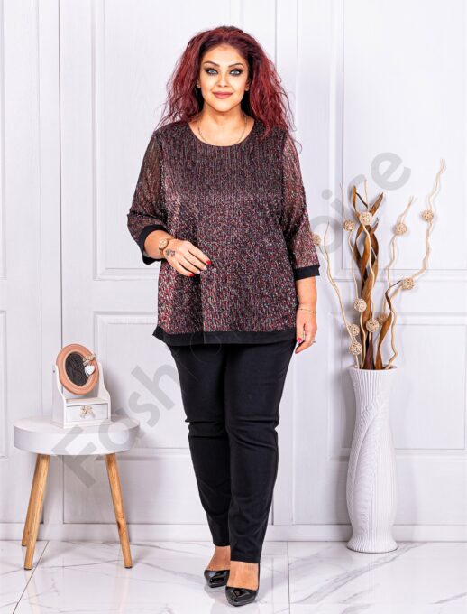Bluza maxi cu efect stralucitoare si lame multicolor cod 1150-1