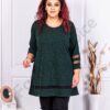 Tunica maxi cu efect stralucitoare in combinatie cu tull-verde masliniu cod 1399