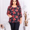 Bluza maxi din sifon cu imprimeu floral-coral cod 21001-1