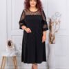 Rochie oficiala maxi in combinatie din tull cu buline cod 23064