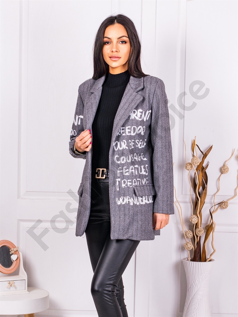 Blazer elegant de dama cu inscriptii cod 978