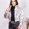 Geaca scurta cu guler inalt-argintiu cod 8850-4