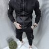 Compleu pentru barbati cu banda din fas si inscriptii Los Angeles-negru cod 8169