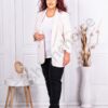 Sacou maxi elegant fara inchidere cu maneca interesanta-ecru cod 247004-1