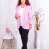 Sacou maxi elegant fara inchidere cu maneca interesanta-roz deschis cod 247004-6