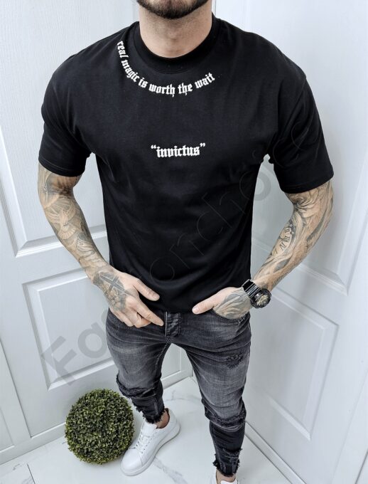 Tricou Oversize pentru barbati cu inscris Invictus in fata si spate cod 2014