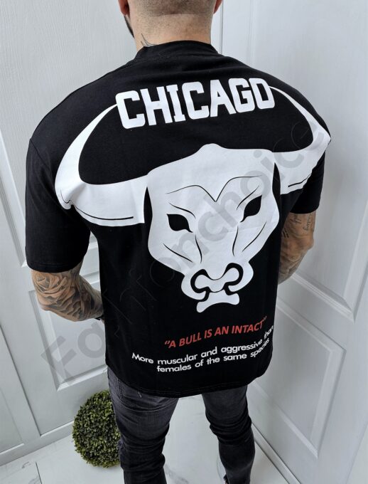 Tricou Oversize pentru barbati cu inscris Chicago in fata si spate cod 3080