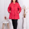 Geaca eleganta maxi cu litere in relief-rosu cod 62160-1