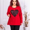 Tunica maxi cu aplicatie inima si paiete-rosu cod 1229-2