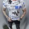 Tricou pentru barbati cu inscriptii multicolor-alb cod 6231-1