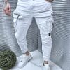 Blugi jogger cu buzunare cargo si inscriptii-alb cod 9897