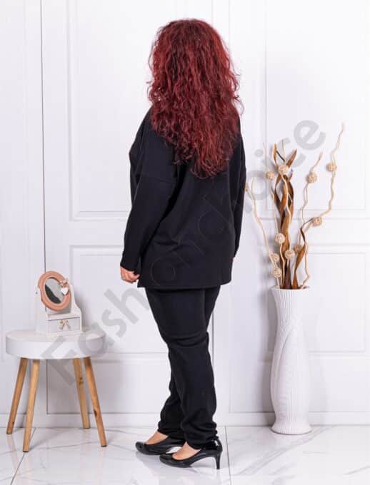 Tunica maxi cu aplicatie inima si paiete-negru/bordo cod 1229