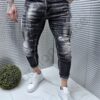 Blugi barbati cu efect prespalat si stropi albi/32-42/-negru cod 115