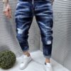 Blugi barbati cu efect rupt si prespalat/32-42/-albastru inchis cod 107