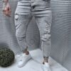 Blugi barbati cu patch-uri din denim-gri deschis cod 17620