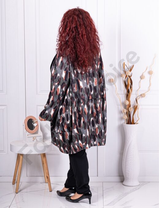 Blazer maxi cu guler sal-kaki cod 2955-1