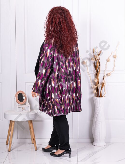Blazer maxi cu guler sal-mov cod 2955-2