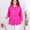 Jacheta maxi din denim cu aplicatie in relief-fucsia cod 10300-4