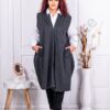 Vesta eleganta maxi cu buzunare-antracit cod 2981-1