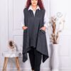 Vesta asimetrica lunga pentru maxi dame cu buzunare-antracit cod 2982-1