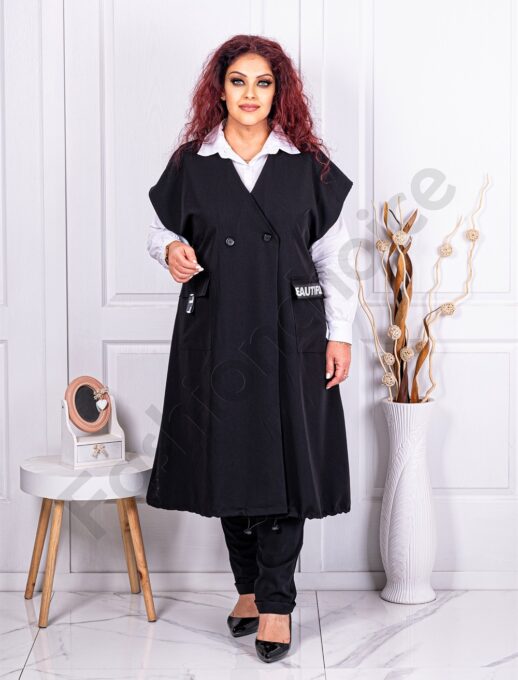 Vesta lunga pentru maxi dame cu design modern cod 3025