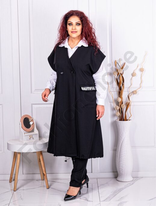 Vesta lunga pentru maxi dame cu design modern cod 3025