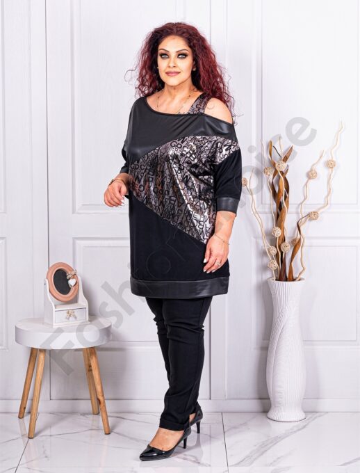 Tunica maxi cu design elegant-negru cod 1402