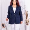 Sacou maxi elegant cu rever si doi nasturi-albastru inchis cod 2609-4