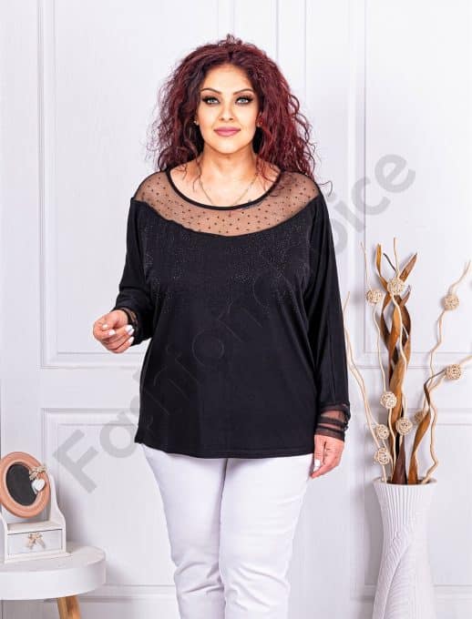 Bluza maxi in combinatie cu tull si pietricele discrete cod 473