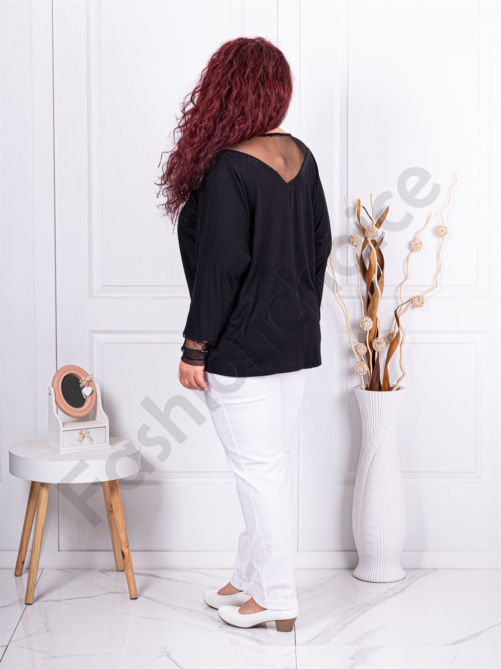 Bluza maxi in combinatie cu tull si pietricele discrete cod 473