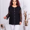 Bluza maxi cu maneci din dantela si nasturi decorativi cod 416