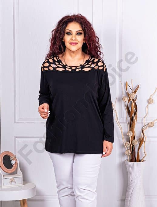 Bluza eleganta maxi cu broderie taiata cod 455