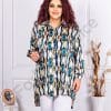 Camasa maxi din satin cu figuri multicolor-petrol cod 2865