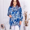 Camasa maxi din satin cu flori mari-albastru regal cod 2800-3
