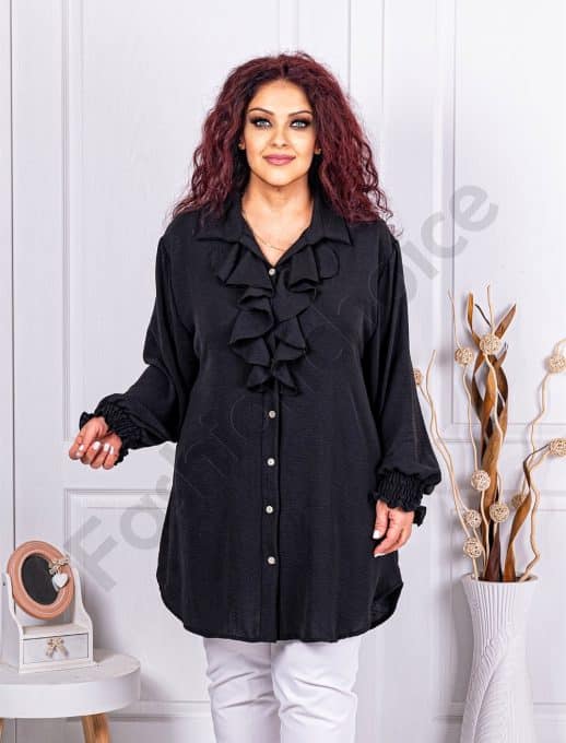 Camasa maxi eleganta cu jabou-negru cod 3205